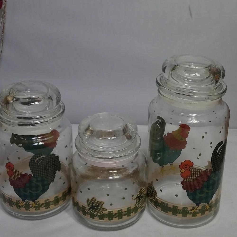 3 PIECES‎ ROOSTER MORN STORAGE JAR SET